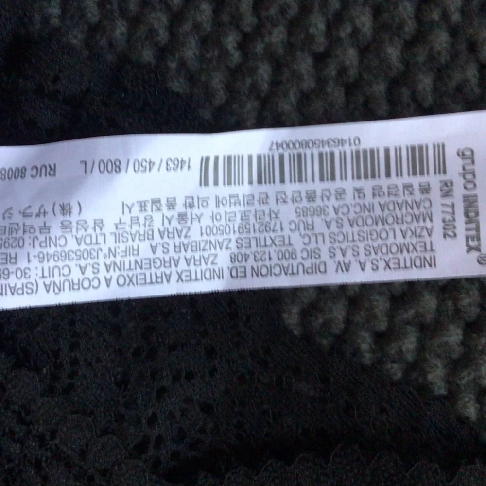 Zara Long sleeve scalloped hem lace top, black, large, NWTGS - Picture 6 of 8